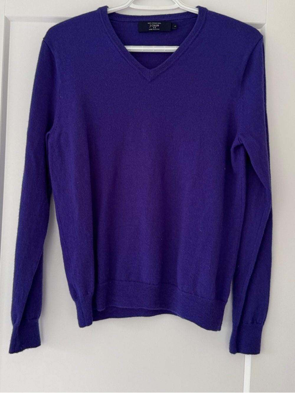 J. Crew Deep Purple V-Neck Cashmere Blend Sweater